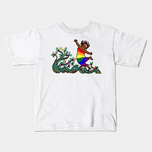 Gay lesbian lgbtq happiness with nature environment. Healthy freedom lifestyle. Kids T-Shirt